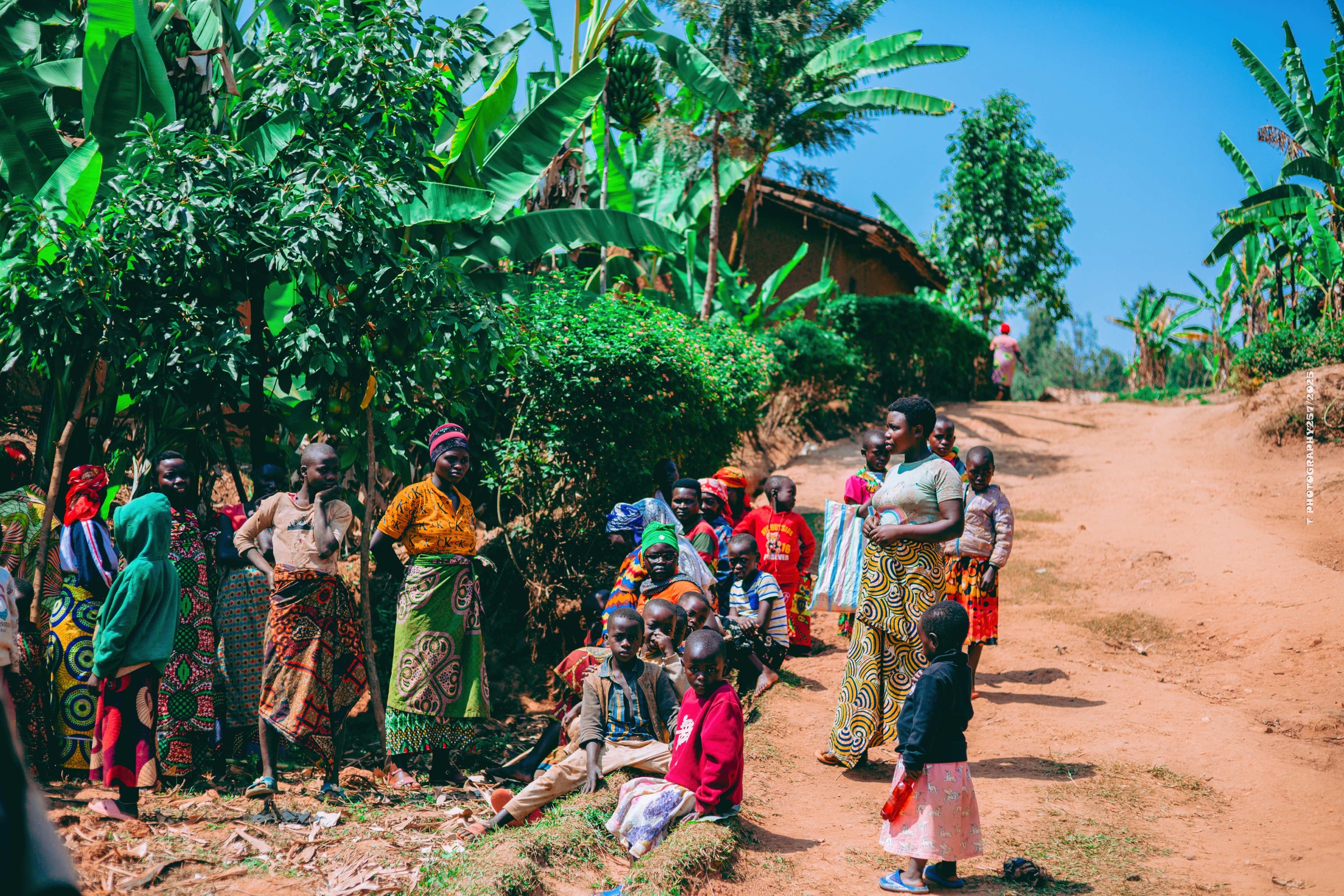 Community members gathered outdoors in Burundi