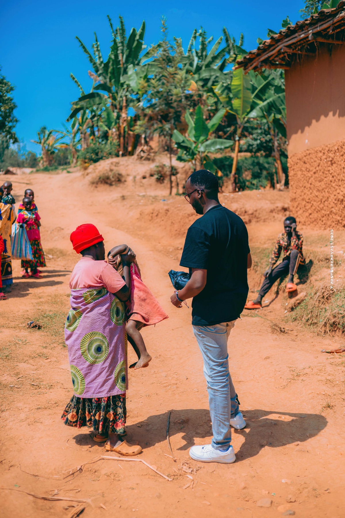 A family during a community visit in Burundi